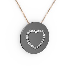 Nina Kalp Kolye - Swarovski 925 ayar siyah rodyum kaplama gümüş kolye (40 cm gümüş rolo zincir) #1kh1pci