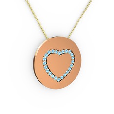 Nina Kalp Kolye - Akuamarin 14 ayar rose altın kolye (40 cm altın rolo zincir) #1nq00id