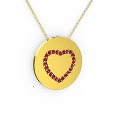 Rodolit garnet 18 ayar altın kolye (40 cm gümüş rolo zincir)