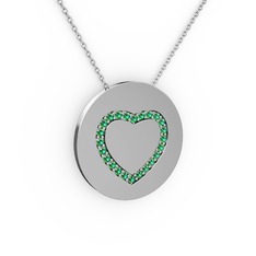 Nina Kalp Kolye - Yeşil kuvars 8 ayar beyaz altın kolye (40 cm beyaz altın rolo zincir) #1pzxgbt