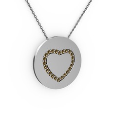 Nina Kalp Kolye - Dumanlı kuvars 18 ayar beyaz altın kolye (40 cm gümüş rolo zincir) #1q14fuj