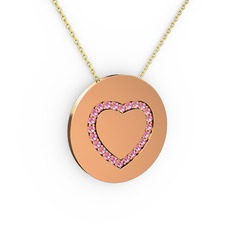 Nina Kalp Kolye - Pembe kuvars 18 ayar rose altın kolye (40 cm altın rolo zincir) #1rczjt6