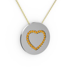 Nina Kalp Kolye - Sitrin 8 ayar beyaz altın kolye (40 cm altın rolo zincir) #1sg7fh0