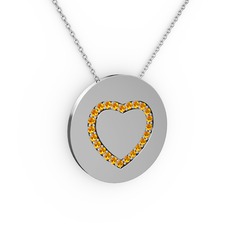 Nina Kalp Kolye - Sitrin 925 ayar gümüş kolye (40 cm beyaz altın rolo zincir) #1w82j7n