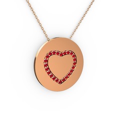 Nina Kalp Kolye - Garnet 925 ayar rose altın kaplama gümüş kolye (40 cm gümüş rolo zincir) #4sryo
