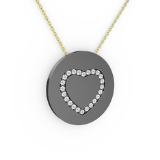 Nina Kalp Kolye - Swarovski 925 ayar siyah rodyum kaplama gümüş kolye (40 cm altın rolo zincir) #5ilml4