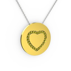 Nina Kalp Kolye - Peridot 8 ayar altın kolye (40 cm beyaz altın rolo zincir) #76ybo5