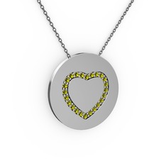 Nina Kalp Kolye - Peridot 14 ayar beyaz altın kolye (40 cm gümüş rolo zincir) #93br4f