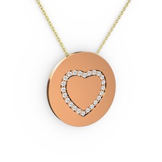 Beyaz zirkon 925 ayar rose altın kaplama gümüş kolye (40 cm altın rolo zincir)