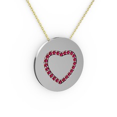 Rodolit garnet 14 ayar beyaz altın kolye (40 cm altın rolo zincir)
