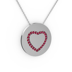Nina Kalp Kolye - Rodolit garnet 14 ayar beyaz altın kolye (40 cm beyaz altın rolo zincir) #e26ilh