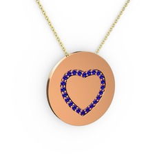 Nina Kalp Kolye - Lab safir 14 ayar rose altın kolye (40 cm altın rolo zincir) #f6nny1