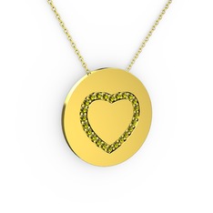 Nina Kalp Kolye - Peridot 18 ayar altın kolye (40 cm gümüş rolo zincir) #gi90ek