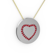 Garnet 8 ayar beyaz altın kolye (40 cm altın rolo zincir)