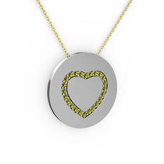 Peridot 8 ayar beyaz altın kolye (40 cm altın rolo zincir)