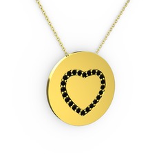 Nina Kalp Kolye - Siyah zirkon 18 ayar altın kolye (40 cm altın rolo zincir) #oisdvt