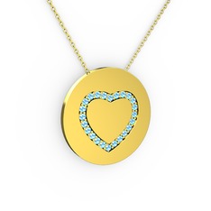 Nina Kalp Kolye - Akuamarin 18 ayar altın kolye (40 cm altın rolo zincir) #p95t6r