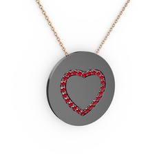Nina Kalp Kolye - Garnet 925 ayar siyah rodyum kaplama gümüş kolye (40 cm rose altın rolo zincir) #q6pvgr