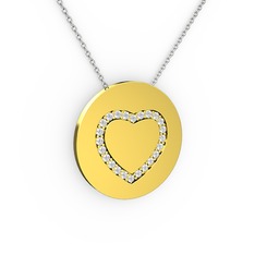 Swarovski 925 ayar altın kaplama gümüş kolye (40 cm beyaz altın rolo zincir)