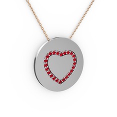 Garnet 8 ayar beyaz altın kolye (40 cm gümüş rolo zincir)