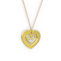 Milen Kalp Kolye - 14 ayar altın kolye (40 cm rose altın rolo zincir) #16z0nie