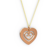 Milen Kalp Kolye - 18 ayar rose altın kolye (40 cm altın rolo zincir) #1wkhl5q