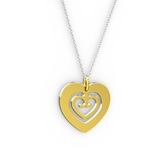 Milen Kalp Kolye - 18 ayar altın kolye (40 cm beyaz altın rolo zincir) #1yg08dk