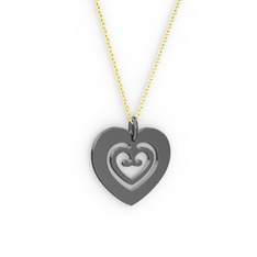 Milen Kalp Kolye - 925 ayar siyah rodyum kaplama gümüş kolye (40 cm altın rolo zincir) #e2pg19