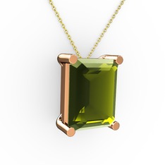 Peridot 14 ayar rose altın kolye (40 cm altın rolo zincir)