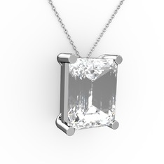 Meira Tektaş Dikdörtgen Kolye - Swarovski 14 ayar beyaz altın kolye (40 cm beyaz altın rolo zincir) #12k92bo