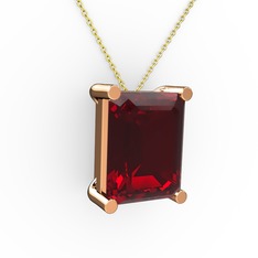 Meira Tektaş Dikdörtgen Kolye - Garnet 14 ayar rose altın kolye (40 cm altın rolo zincir) #13w2sq