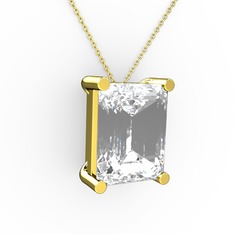 Meira Tektaş Dikdörtgen Kolye - Swarovski 8 ayar altın kolye (40 cm altın rolo zincir) #1442ql7