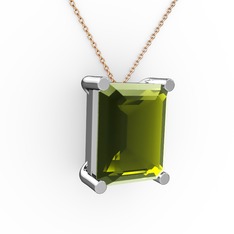 Peridot 925 ayar gümüş kolye (40 cm gümüş rolo zincir)