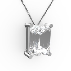 Meira Tektaş Dikdörtgen Kolye - Swarovski 8 ayar beyaz altın kolye (40 cm gümüş rolo zincir) #16jpk62
