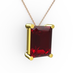 Meira Tektaş Dikdörtgen Kolye - Garnet 925 ayar altın kaplama gümüş kolye (40 cm rose altın rolo zincir) #1jzoesj