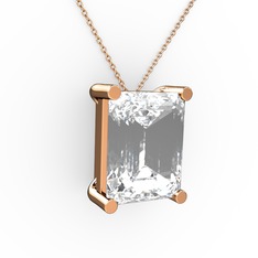 Meira Tektaş Dikdörtgen Kolye - Swarovski 18 ayar rose altın kolye (40 cm rose altın rolo zincir) #1l4zcmx