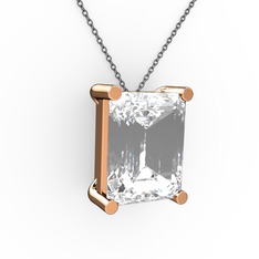 Meira Tektaş Dikdörtgen Kolye - Swarovski 14 ayar rose altın kolye (40 cm gümüş rolo zincir) #1p8akzi