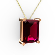 Meira Tektaş Dikdörtgen Kolye - Rodolit garnet 8 ayar rose altın kolye (40 cm altın rolo zincir) #1sp7yqt