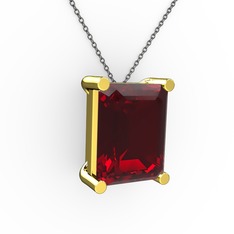 Garnet 14 ayar altın kolye (40 cm gümüş rolo zincir)
