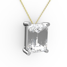 Meira Tektaş Dikdörtgen Kolye - Swarovski 8 ayar beyaz altın kolye (40 cm gümüş rolo zincir) #1wby3kb