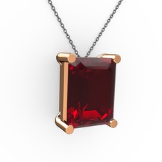 Meira Tektaş Dikdörtgen Kolye - Garnet 8 ayar rose altın kolye (40 cm gümüş rolo zincir) #1y38kkc