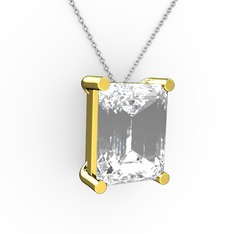 Meira Tektaş Dikdörtgen Kolye - Swarovski 18 ayar altın kolye (40 cm gümüş rolo zincir) #3bsqze