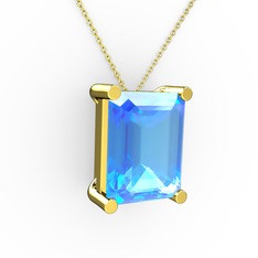 Meira Tektaş Dikdörtgen Kolye - Akuamarin 8 ayar altın kolye (40 cm gümüş rolo zincir) #4qp9zi