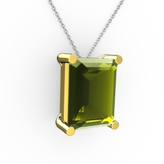 Peridot 925 ayar altın kaplama gümüş kolye (40 cm gümüş rolo zincir)