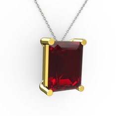 Garnet 18 ayar altın kolye (40 cm beyaz altın rolo zincir)