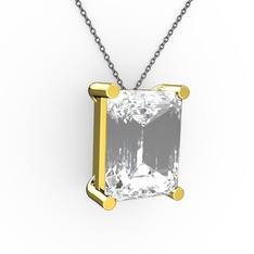 Meira Tektaş Dikdörtgen Kolye - Swarovski 8 ayar altın kolye (40 cm gümüş rolo zincir) #ng7r4