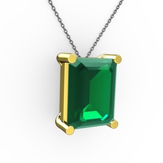 Meira Tektaş Dikdörtgen Kolye - Yeşil kuvars 14 ayar altın kolye (40 cm gümüş rolo zincir) #riqawc