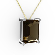 Dumanlı kuvars 925 ayar gümüş kolye (40 cm altın rolo zincir)