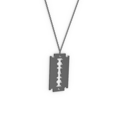 Jilet Kolye - 925 ayar siyah rodyum kaplama gümüş kolye (40 cm gümüş rolo zincir) #1m7a830