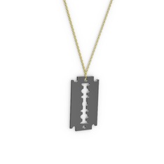 Jilet Kolye - 925 ayar siyah rodyum kaplama gümüş kolye (40 cm altın rolo zincir) #1vbzztx